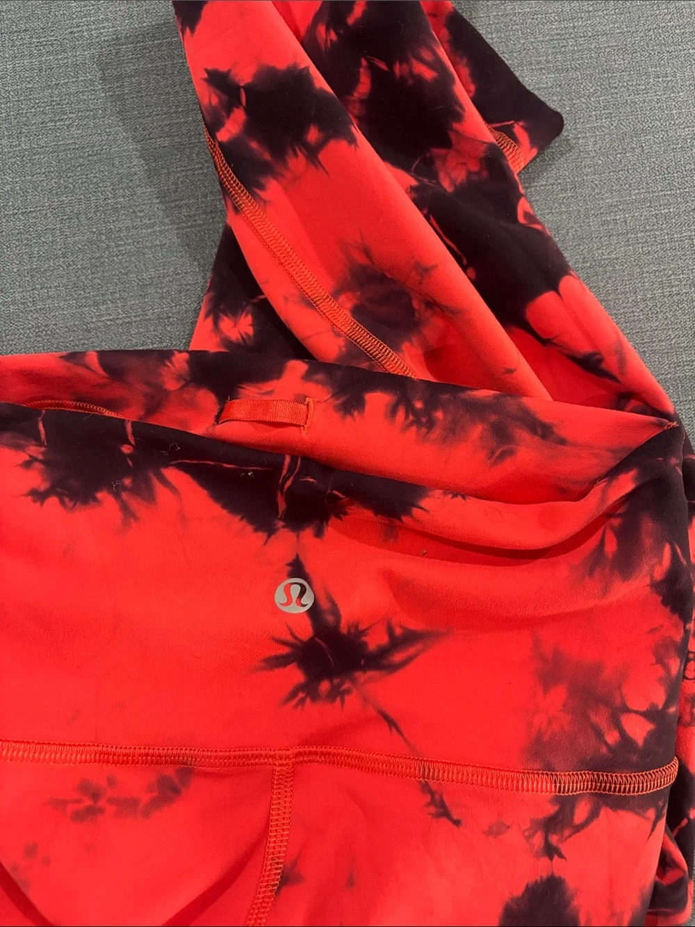 lululemon athletica Kids' Red and Black Tie-Dye Leggings with Side Pockets